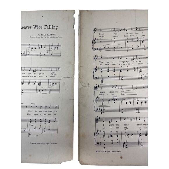 1913 When The Maple Leaves Were Falling Sheet Music Tell Taylor - Picture 5 of 7